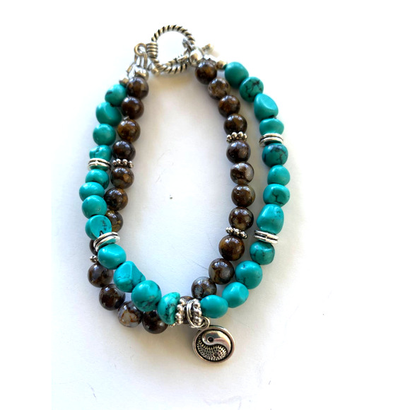 2 Stranded Beaded Bracelet with charm - Picture 1 of 4
